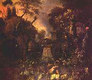 WITHOOS, Mathias Landscape with a Graveyard by Night oil on canvas